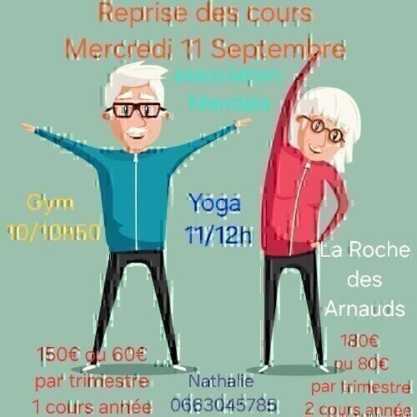 Gym, Yoga - Reprise des cours de l'association Mandala