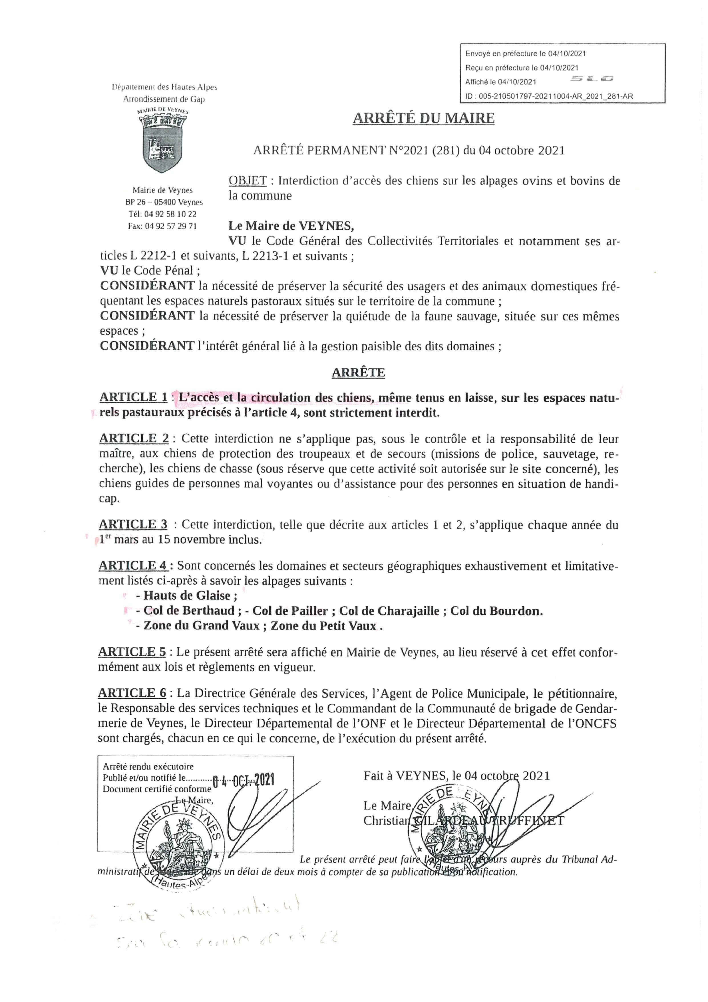 Réglementation sur la présence des chiens sur les espaces pastoraux